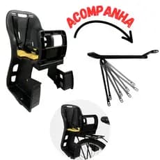 Kit Cadeirinha Infantil Traseira Para Bicicleta Bike + Bagageiro Garupa Suporte Articulado Mtb