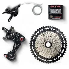 Kit Câmbio Traseiro 12v 1x12 C/ Alavanca e Corrente + Roda Livre Cassete 11x50 GTS