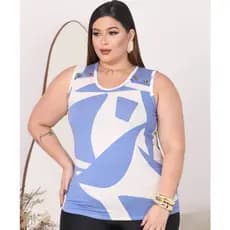 Regata Plus Size GG 4 Botões Viscolycra Premium Estampa Sortida, Confortavel, Estilosa, Elegante