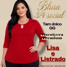Blusa Feminina Viscolycra Manga 3/4 com Renda e Botões Elegante Confortável GG 44 ao 48 meiga manga