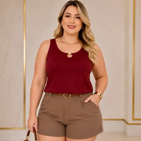 Regata Feminina Premium com Detalhe em Pérola Viscolycra Conforto e Elegância GG Único