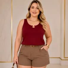 Regata Feminina Premium com Detalhe em Pérola Viscolycra Conforto e Elegância GG Único