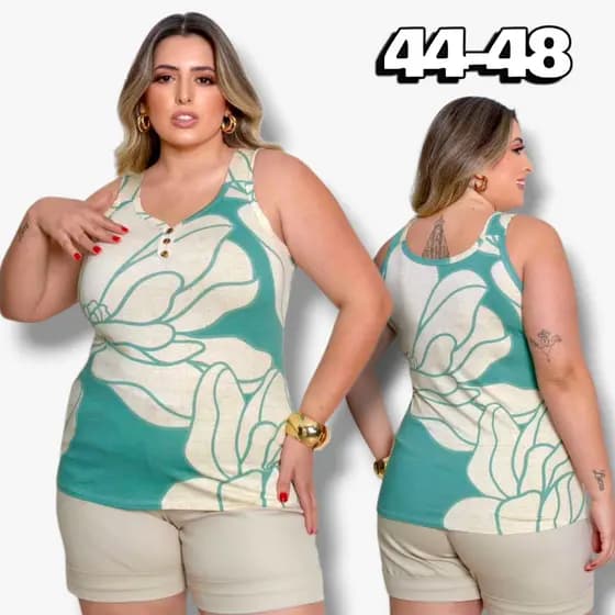 Regata 3B Feminina Luxo Plus Size em Viscolycra Premium Confortável GG Veste 46-48