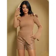 Blusa Festa Feminina Manga Longa Inverno Assimétrica Tricot Life