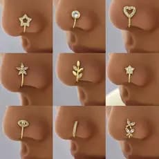 OI HELLO LOJA - kie 3 Piercing de nariz falso em formato de U com zircônia e piercing de nariz falso sem furo