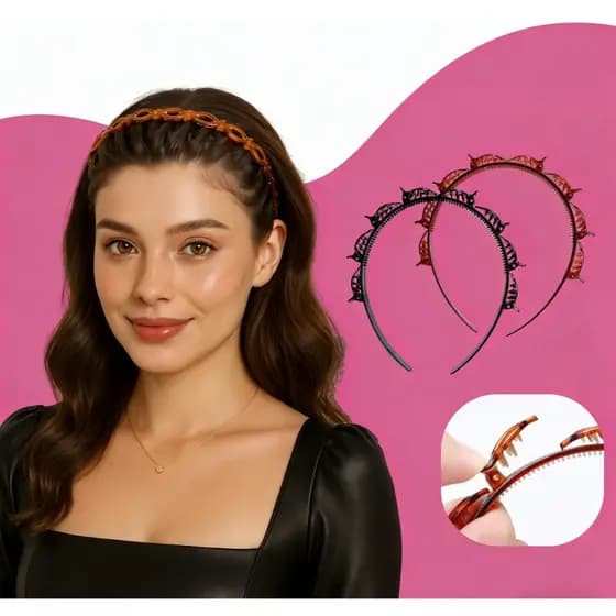 Kit 2pçs Tiara de Cabelo com Presilhas hair twister cabelo moda para mulher, nova moda