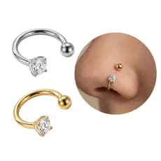 Piercing Duplo Bolinha Zircônia Feminino , Aço Cirúrgico Anti Alérgico Prata Acessórios Labret Septo