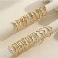 Kit 12 Anéis Femininos –anel Dourado e Prateado Pode ser exposto à água e não escurecerá.