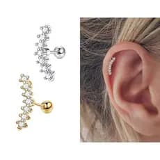 KIT 2PÇS Piercing De Cartilagem De Aço Inoxidadel Com Zircônia