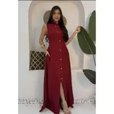 VESTIDO LONGO CON FENDA NA FRENTE