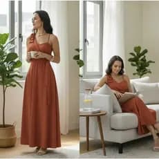 vestido longo laço no ombro  ideal para festas