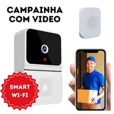 Campainha Inteligente Vídeo Porteiro WIFI Sem Fio - Visão Noturna + Áudio (App Celular) Bivolt