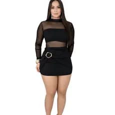 shorts saia feminino neoprene cintura alta fivela dourada confortável elegante PP ao GG