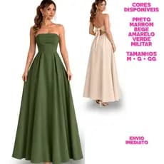 VESTIDO LONGO FEMENINA TOMARA CAIA TECIDO ALFAIATARIA PRINCESA TENDÊNCIA VERÃO
