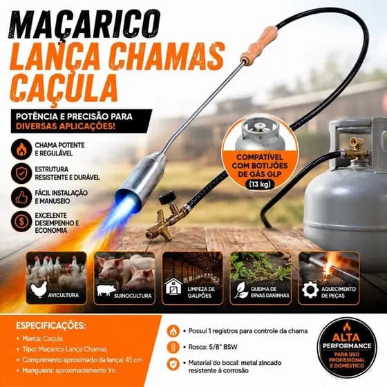 MAÇARICO LANÇA CHAMAS Á GAS 1REG/1METRO CAÇULA