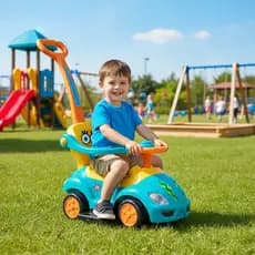 Carrinho de Passeio Infantil Mega Car C/ Empurrador Azul Homeplay Super Oferta Envio Rápido