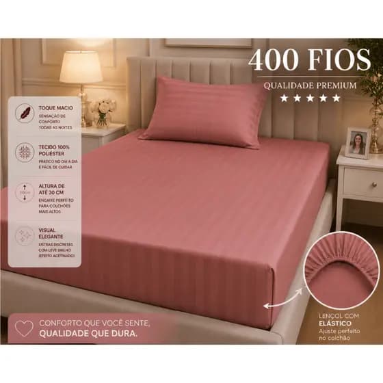 Jogo de Lençol 400 Fios Premium com Fronha Solteiro Casal e Queen Macio Respirável Mega Promoção!!!!