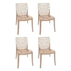 Conj 4 Cadeira Gruvyer Nude Jantar Escritorio Area Lazer Gourmet Interna/Externa Envio Rápido Oferta