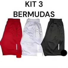 Kit Com 3 Shorts Bermuda Dry Fit Esportiva Treino 2025 Com Ziper No Bolso