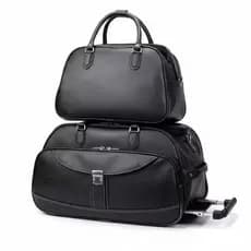 Kit de Mala de Viagem com rodinha e Mala Bolsa de bordo Couro sintético