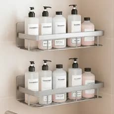 KIT 2 Prateleiras Decoração Adesivo Premium Preto Reta Organizador Estante Sem Furo Rack Grande
