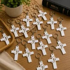 KIT Chaveiro Cruz Fé Lembrancinha Religiosa Batizado Crisma Primeira Comunhão Eventos Mimos
