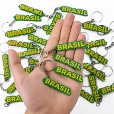 KIT Chaveiro Brasil Verde Amarelo Lembrancinha Copa Futebol Eventos Brindes Promoções Festas Mimo