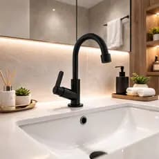 Torneira de Bancada Preta ABS Alta Design Moderno para Banheiro e Lavabo Fácil Instalação