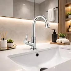 Torneira De Banheiro Lavatório Lavabo Cuba Bancada 1/4 De Volta Cromada Premium