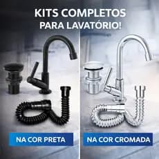 Torneira Lavatório Completa + Válvula Click 7/8 + Sifão Universal Premium Cromado ou Preto