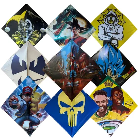 Pipa 33x33cm Sortido Flexinha Alta Qualidade, Artes Estampadas e Plástico Premium