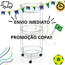 Fruteira de Chão Organizadora Tripla com Rodinhas para Cozinha