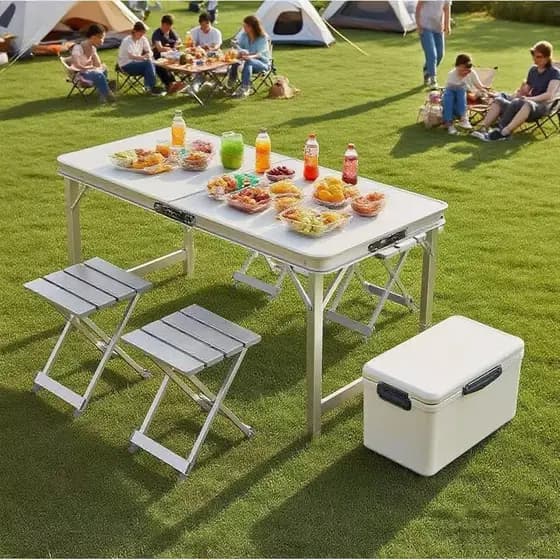 Mesa Dobrável Camping 120x60 Vira Maleta Para Jardim Praia