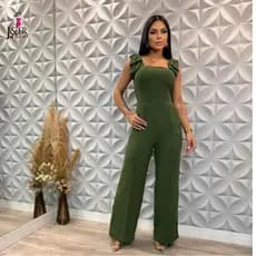 Elegante Macação Femenino Longo  Com Laço No Ombro Para Mulheres