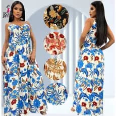 Vestido Mídi Feminino Longo Verão Estampado Decote V com Caimento Perfeito