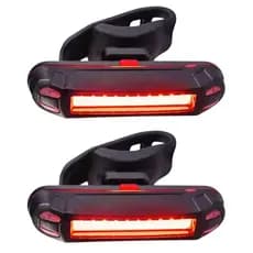 Kit 2 Lanterna Bike Bicicleta Led Sinalizador Recarregável Usb Frontal Traseiro Cor Azul Vermelho