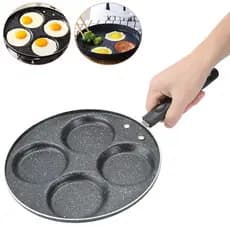 Frigideira Antiaderente 4 em 1 Ovo Hambúrguer Omelete Pastel com Alça de Madeira