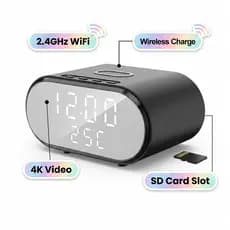 Carregador Sem Fio Despertador Inteligente 4K Com Detecção De Movimento AI , Gravação 4K Para Identificação Clara , Câme