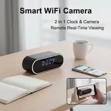 Câmera Despertador 2 Em 1 HD WiFi , Visão Remota E AP Hotspot , Armazenamento Local , Bateria De 2600mAh Noturna , Detec