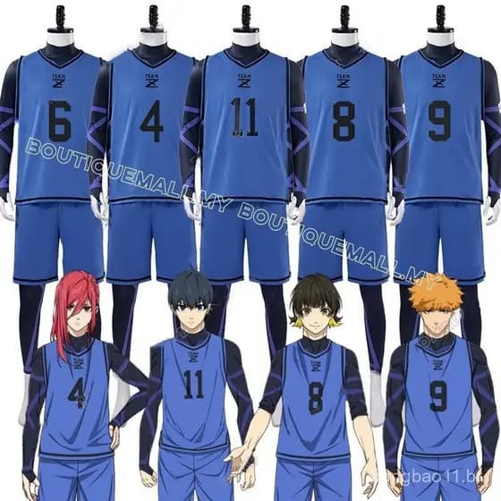 Camisa de Futebol Cosplay Anime Blue Lock Isagi Yoichi Fantasia Equipe Z Conjunto de Roupas Esportivas No. 11 Sacos de E