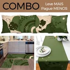 COMBO DECORAÇÃO: Kit com 4 Capas para Almofadas + Kit com 3 Tapetes para Cozinha + Trilho de Mesa 08