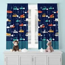 Cortina para Quarto Infantil passa varão 2.00m x 1.36m Decorativa 100% Poliéster Carros