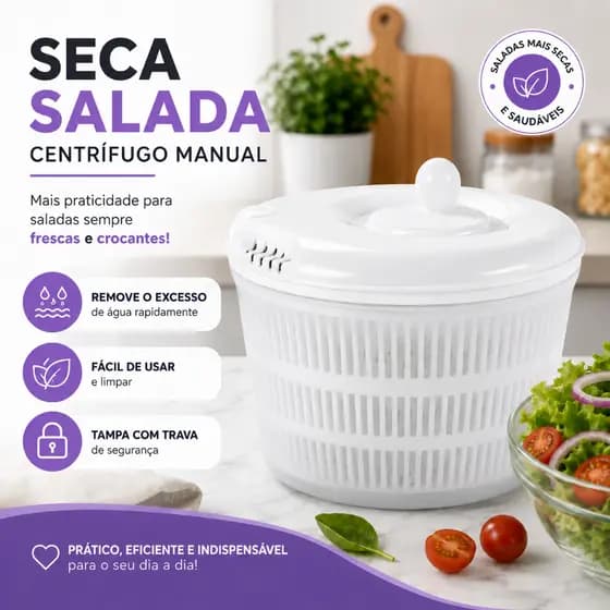 Centrífuga de Salada Secador de Verduras Manual 4,5 Litros Resistente