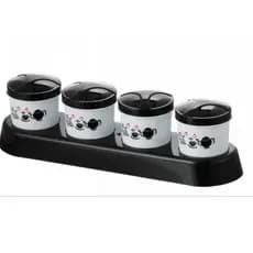 Conjunto 4 Potes Pequeno, Porta Temperos com Suporte 100 ml