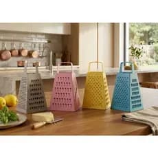 Kit 4 Ralador 4 Faces Plástico Resistente Multiuso Para Frutas, Queijo e Legumes 18x10,5 cm