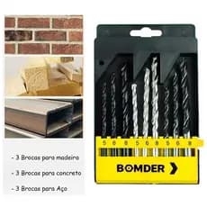 Jogo Brocas 5-8mm Kit 9 peças Aço Madeira Parede Concreto Com Estojo Profissional