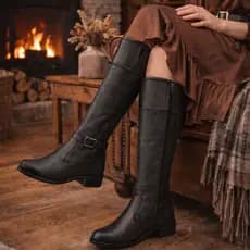 Bota Feminina Estilo Montaria Cano longo Clássica Casual e Versátil