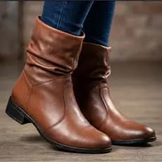 Bota Botinha Feminina Sanfonada Cano Curto Enrrugada Confortável Leve Casual Dia a Dia Macia