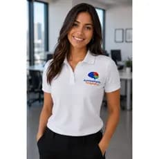 Kit com 03und - Camisetas Gola Polo Baby Look Uniforme Feminina Bordada Peito
