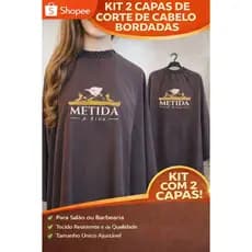 Kit 2 und - Capa para Corte de Cabelo Longa Bordada sua Logo - Para Salões e Barbeiros